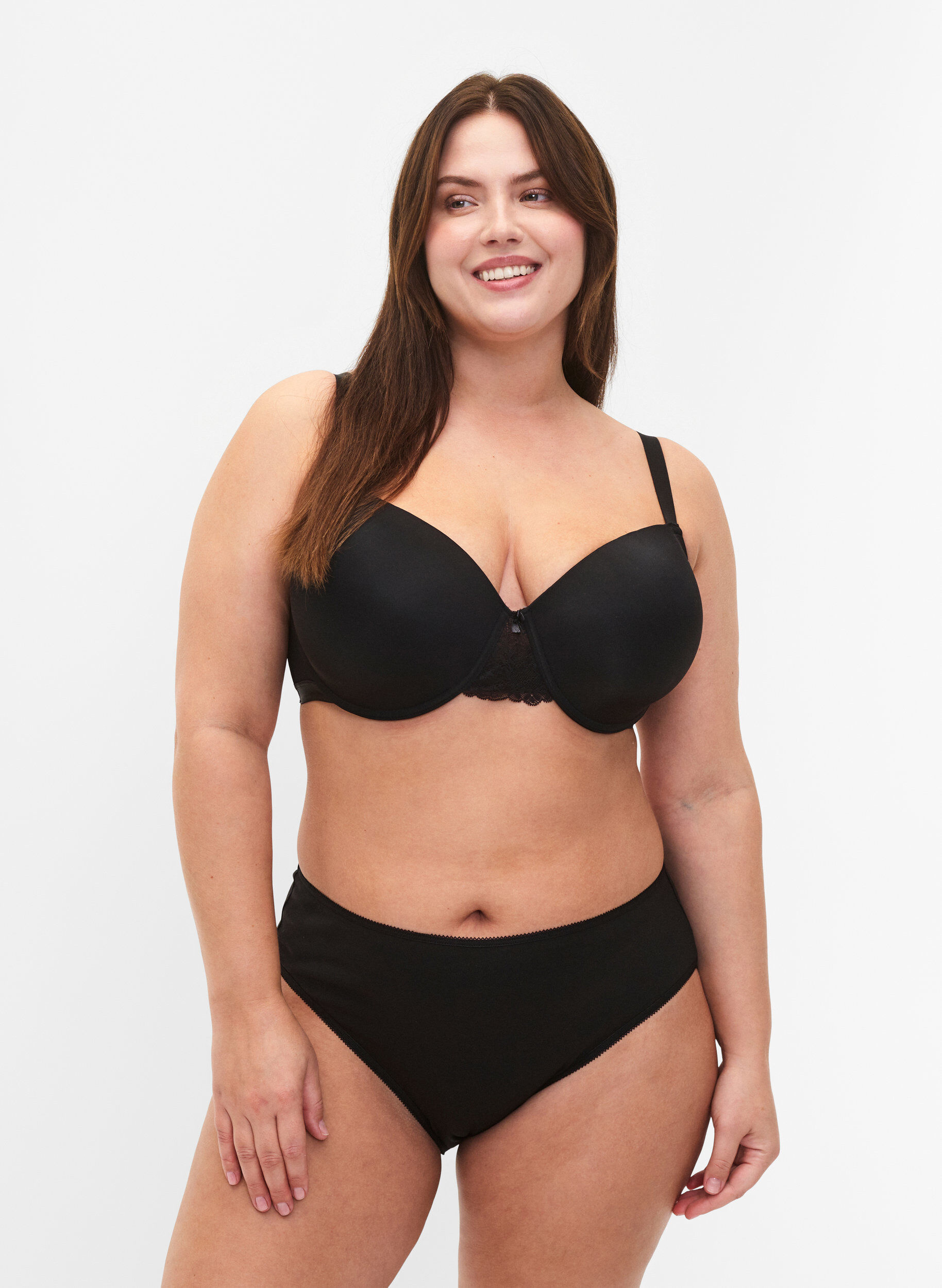 5-pak bomulds trusse med regul&aelig;r talje, Sort, Model