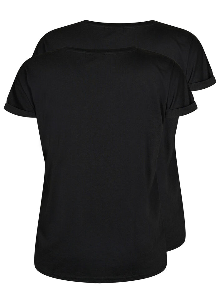 2-pak kort&aelig;rmet t-shirts, Sort, Packshot image number 1