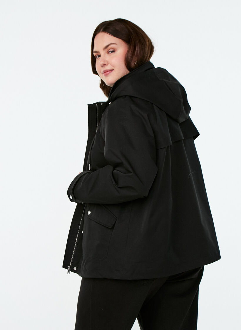 Kort for&aring;rsjakke med aftagelig h&aelig;tte, Sort, Model image number 2