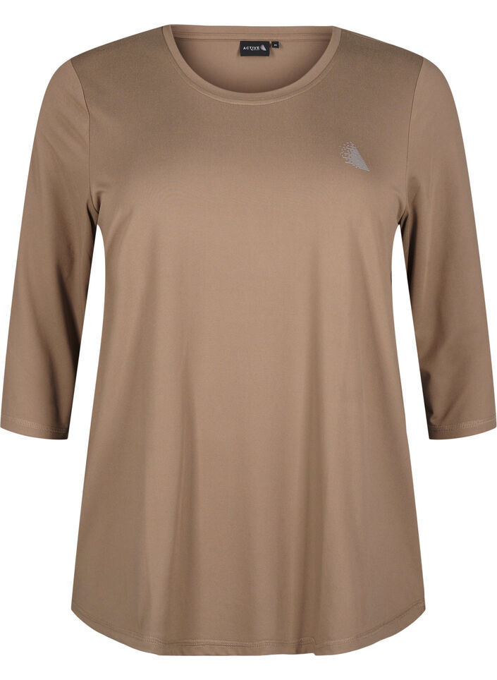 Træningsbluse med 3/4 ærmer, Beige, Packshot image number 0