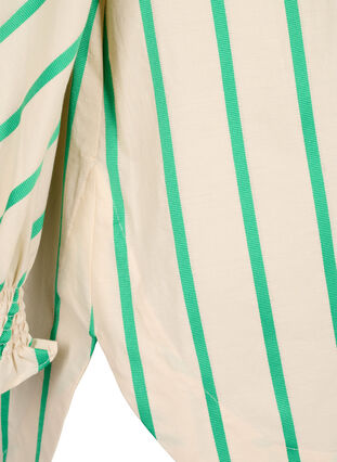 Stribet tunika i bomuld med smock og flæser, Beige Green Stripe, Packshot image number 3