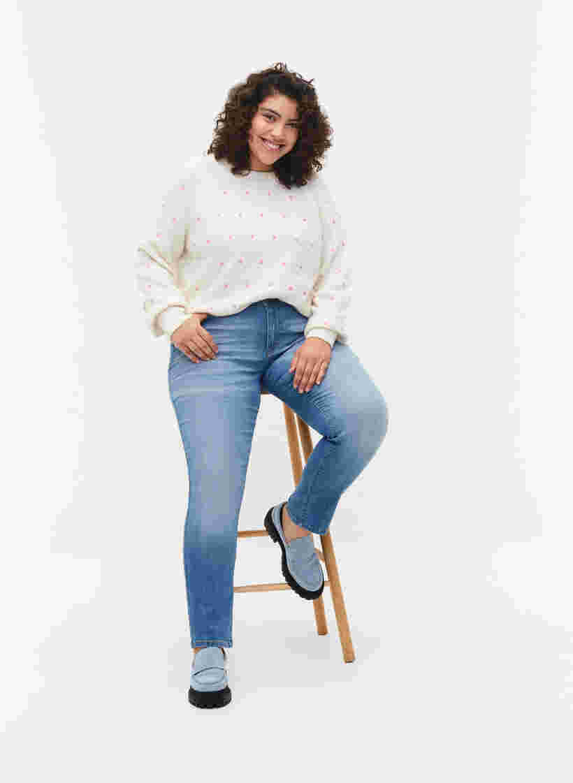 Emily jeans med slim fit og normal talje, Blue denim, Model image number 3