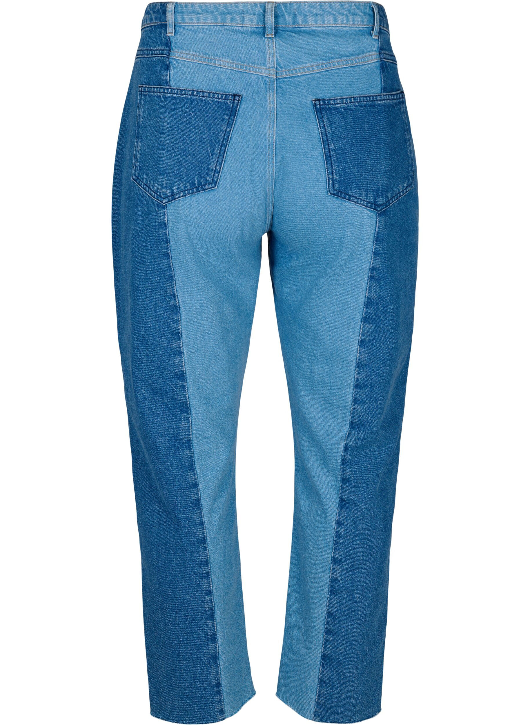 Zizzi Cropped Vera jeans med colorblock, Blue denim, Packshot image number 1