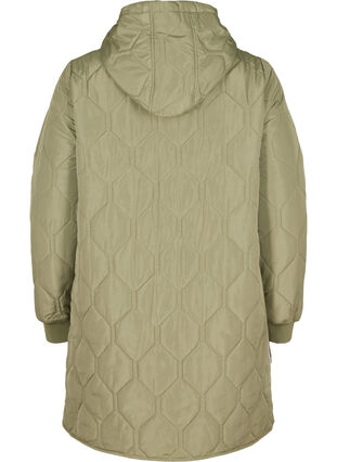 Quiltet jakke med hætte og store lommer, Vetiver, Packshot image number 1