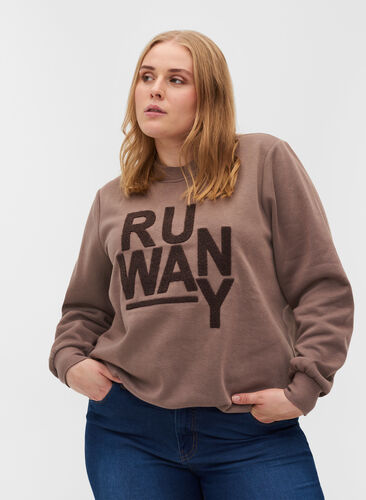 Langærmet sweatshirt med tryk, Iron, Model image number 0