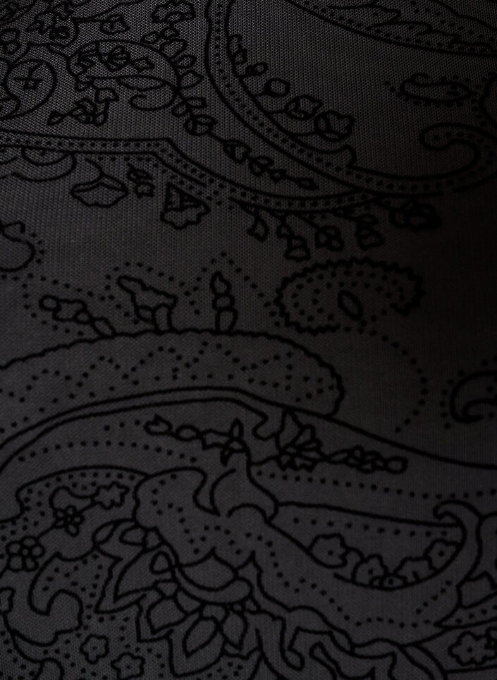 Meshbluse med paisleym&oslash;nster og skr&aring; kant, Sort, Packshot image number 2