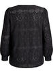 Langærmet bluse med hulmønster, Sort, Packshot image number 1