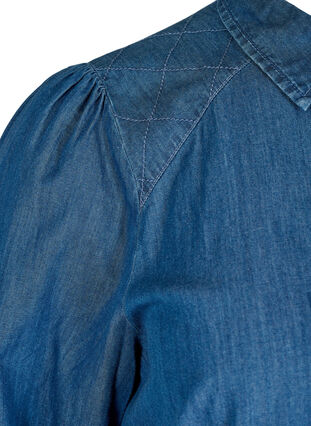 Denim tunika i bomuld med 3/4 ærmer, Blue, Packshot image number 2