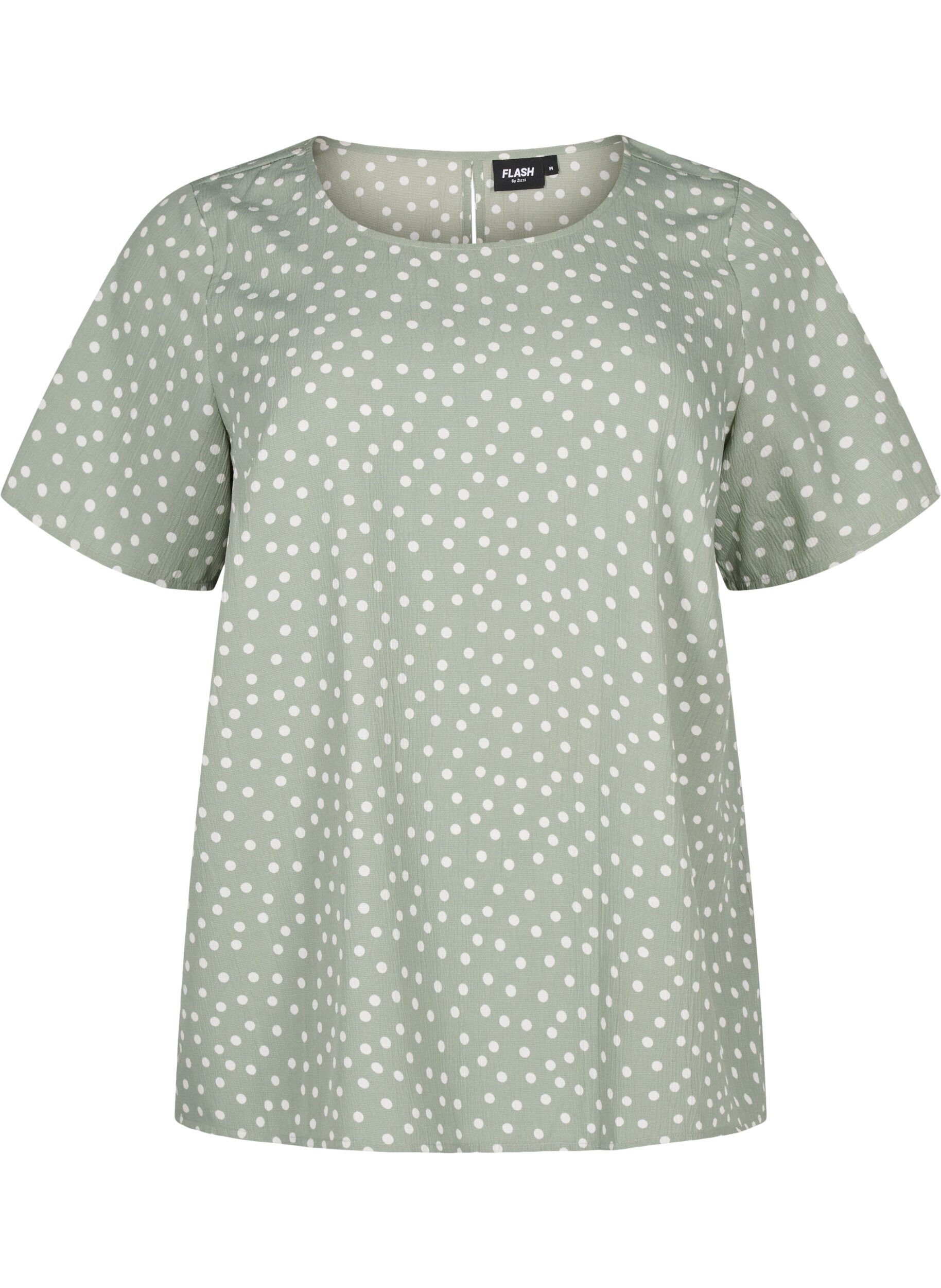 Zizzi FLASH - Kort&aelig;rmet bluse med print, Iceberg Green Dot, Packshot image number 0