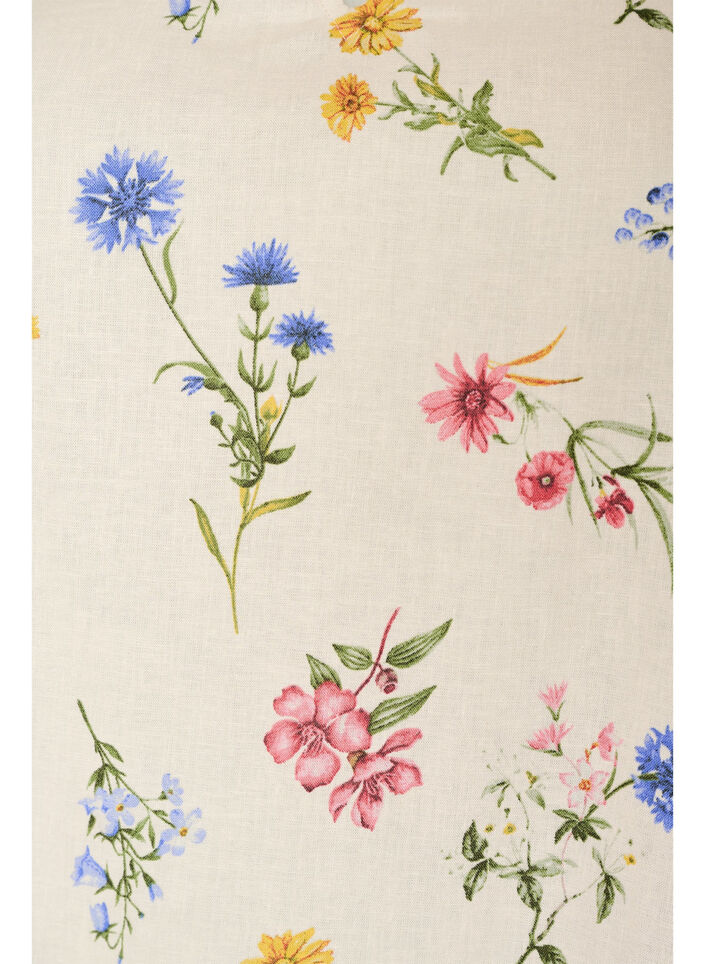 Bluse i h&oslash;r og viskose med fl&aelig;se&aelig;rmer, Beige, Packshot image number 2