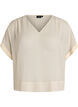 Bluse i b&aelig;k og b&oslash;lge med V-udsk&aelig;ring, Beige, Packshot image number 0