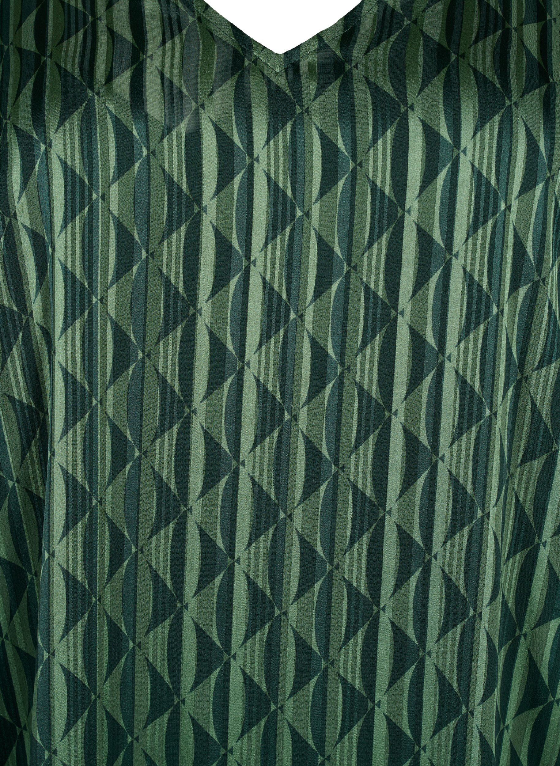 Zizzi Lang&aelig;rmet kjole med v-hals og print, Scarab AOP, Packshot image number 2