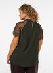 Bluse med korte blonde&aelig;rmer og h&oslash;j hals, Gr&oslash;n, Model image number 2
