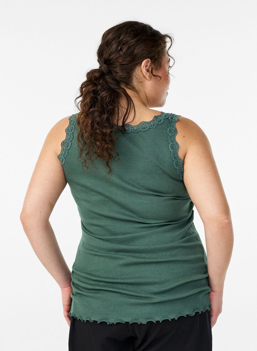 Top med blondekant, Gr&oslash;n, Model image number 2