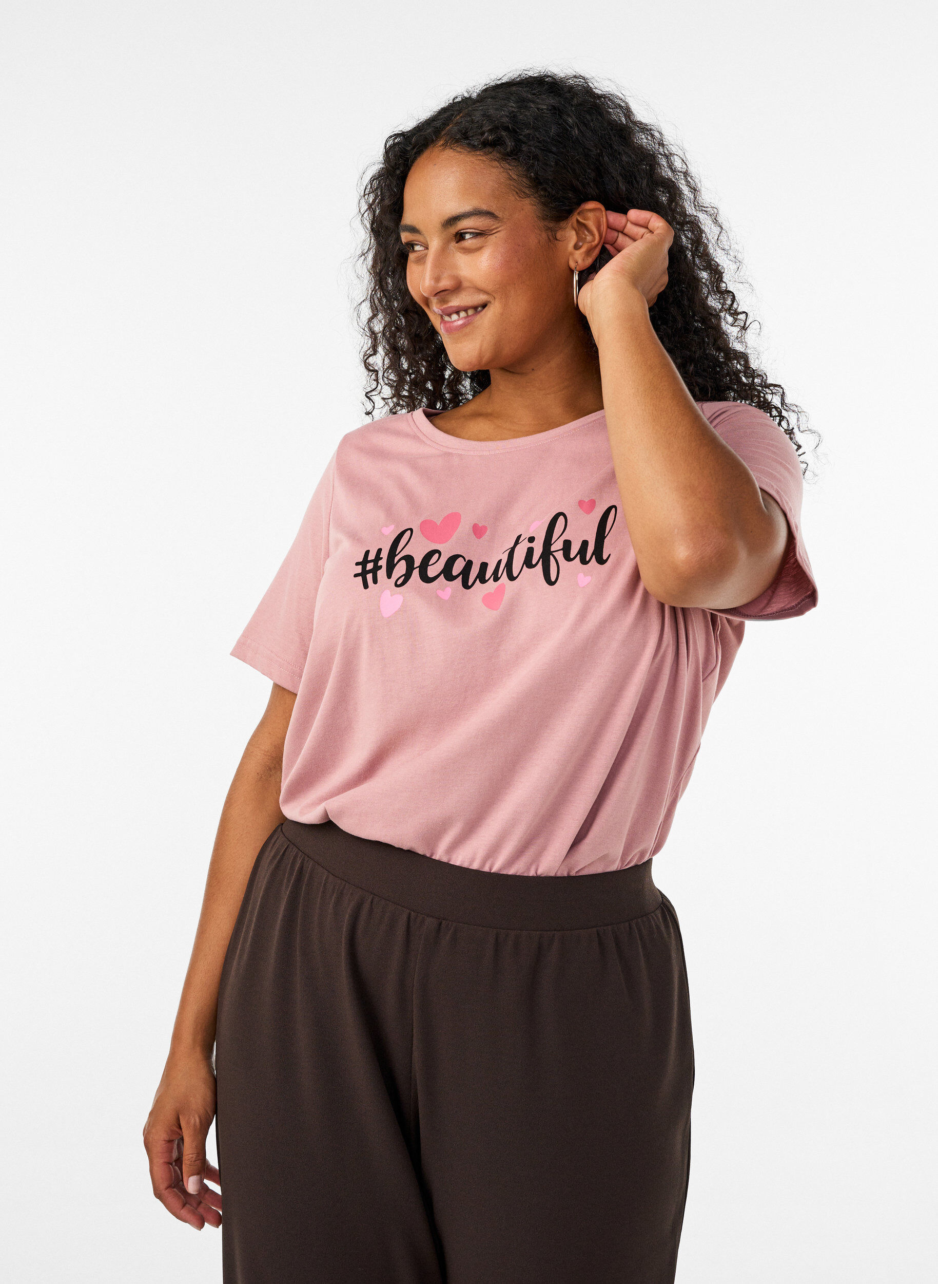 ZizziT-shirt med motiv, Lyser&oslash;d, Model image number 0
