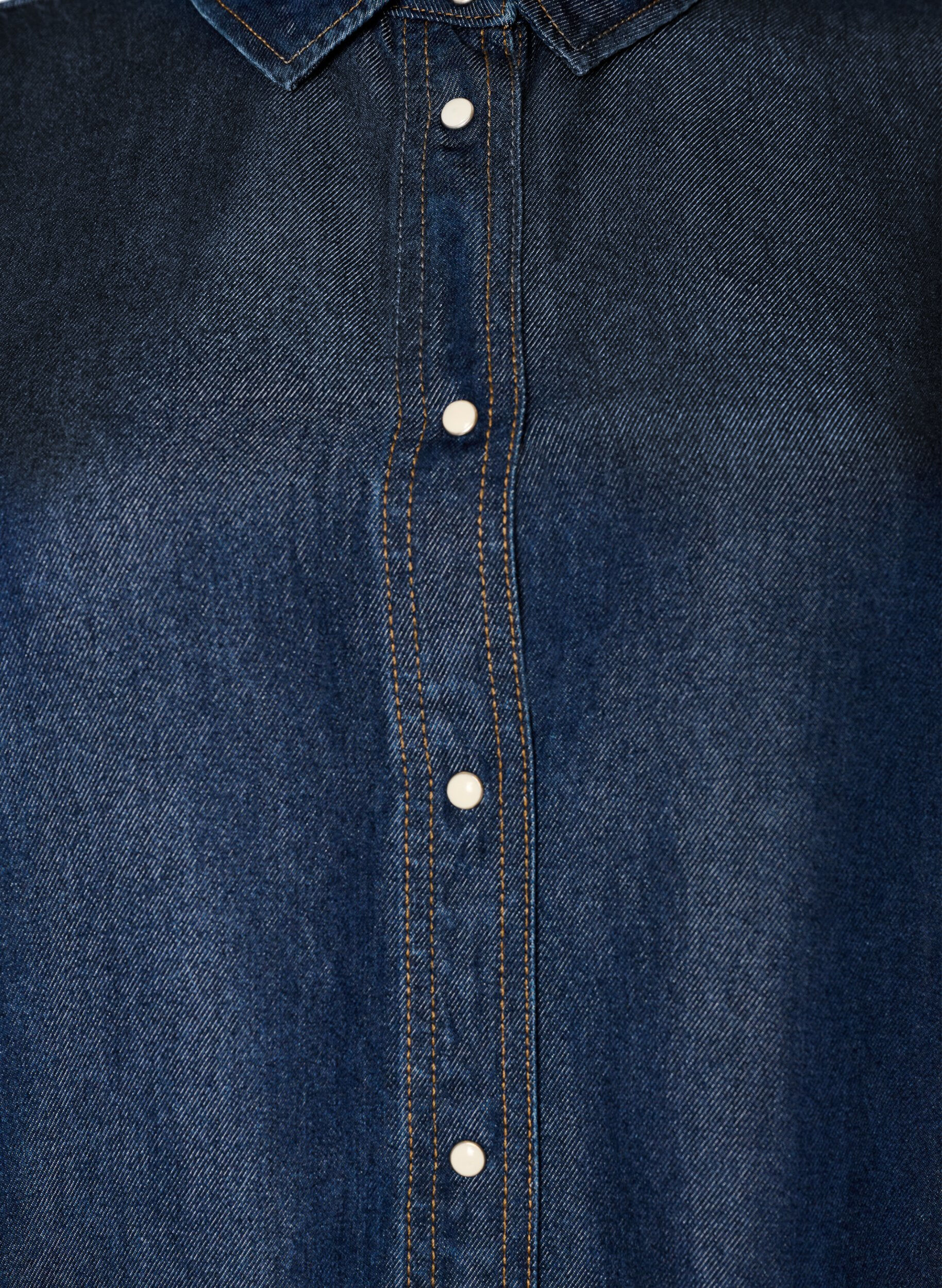ZizziDenimkjole i lyocell med knapper og korte &aelig;rmer, Bl&aring;, Packshot image number 2