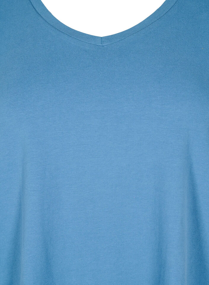 Ensfarvet basis t-shirt i bomuld, Bl&aring;, Packshot image number 2