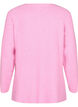 Strikbluse med rund hals, Begonia Pink Mel., Packshot image number 1