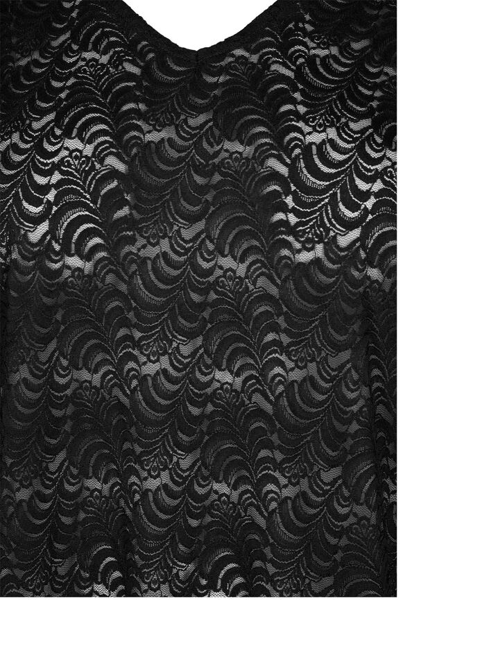 Langærmet blonde bluse, Black, Packshot image number 2