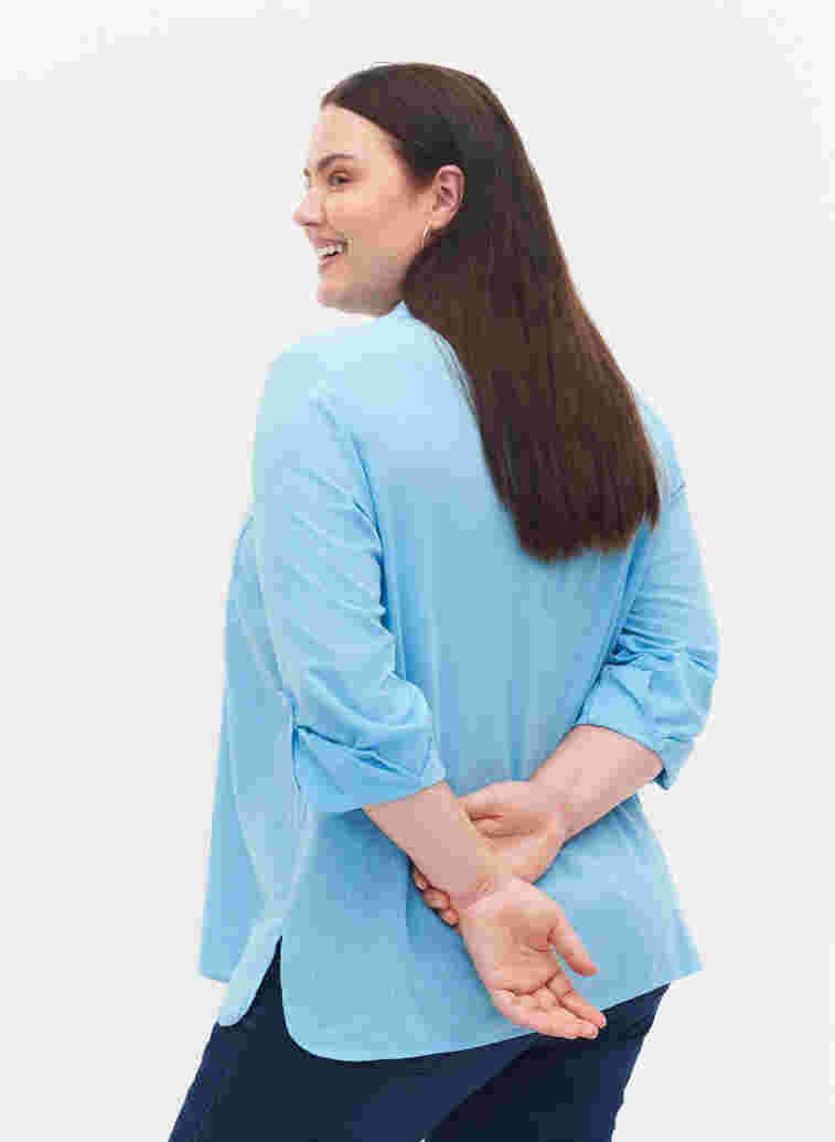 Skjortebluse med knaplukning, Alaskan Blue, Model image number 1