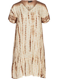 Kortærmet kjole med print, Off white comb