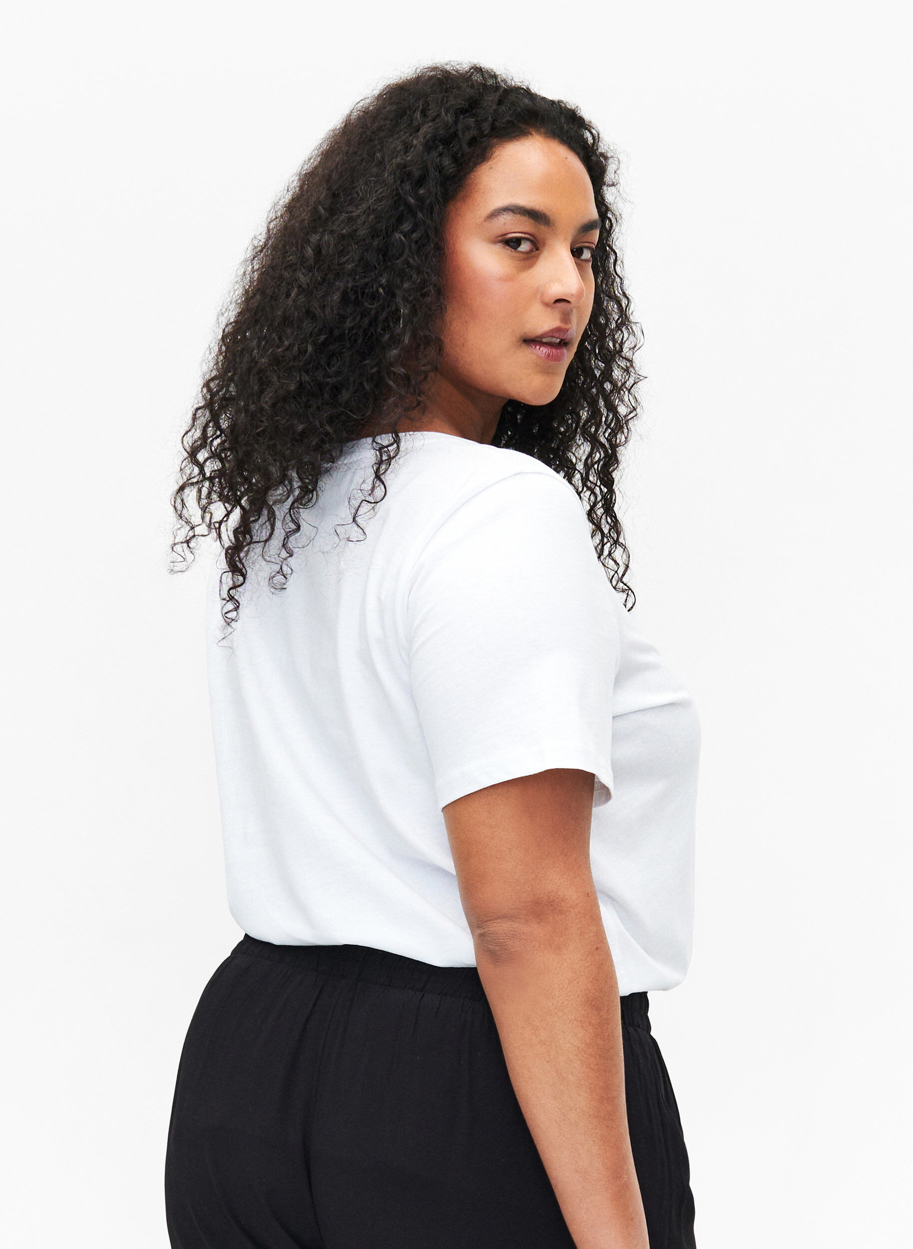 Zizzi Bomulds t-shirt med motiv, B. White w. Sulphur, Model image number 1