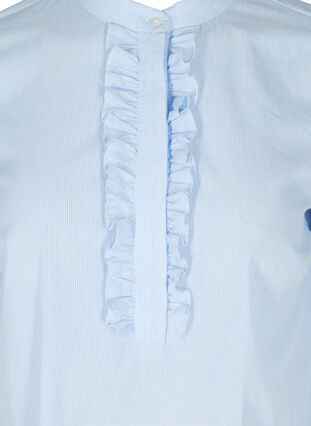 Bomulds skjorte med striber og flæser, Blue Stripe, Packshot image number 2