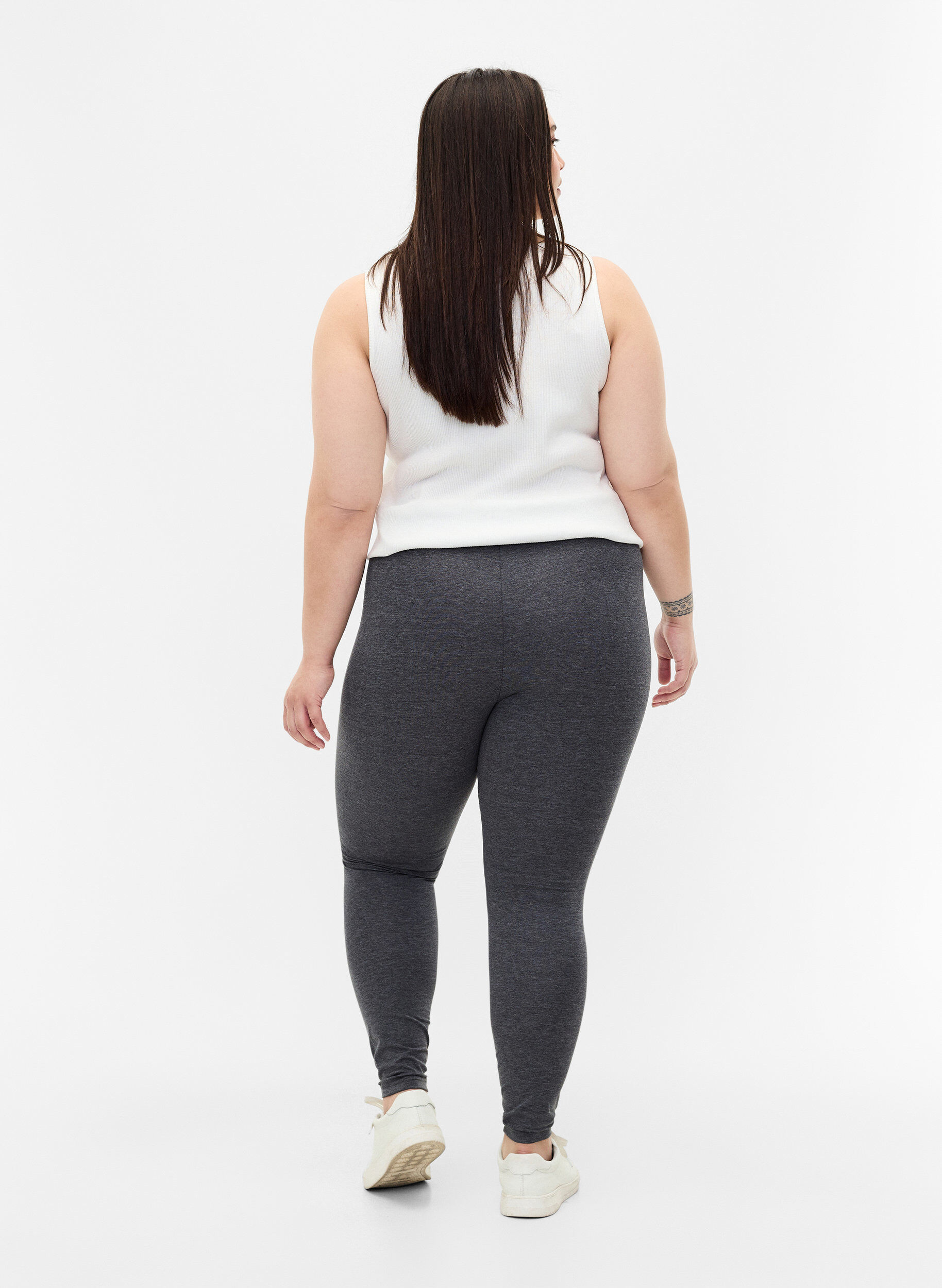 Zizzi Gr&aring;melerede leggings, Dark Grey Melange, Model image number 1