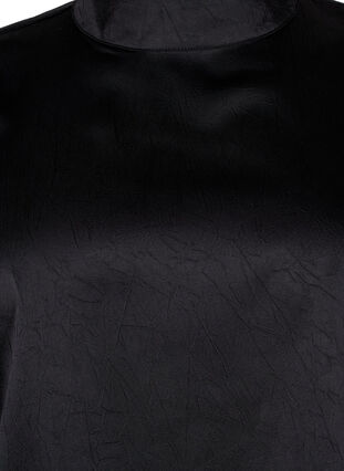 Bluse med 3/4 ærmer og kinakrave, Black, Packshot image number 2