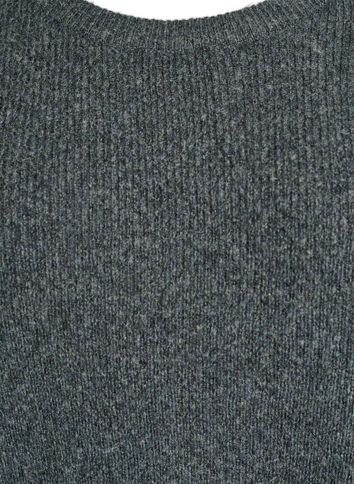 Meleret strikbluse med rund hals, Gr&oslash;n, Packshot image number 2