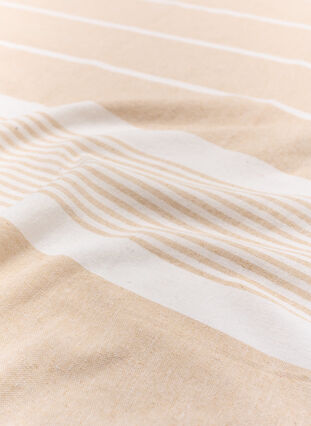 Stribet håndklæde med frynser, Light Beige Melange, Packshot image number 3