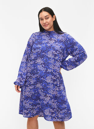 FLASH - Langærmet kjole med print, Dazzling Blue AOP, Model image number 0