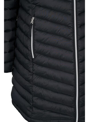 Letvægts jakke med lommer og aftagelig hætte, Black, Packshot image number 3