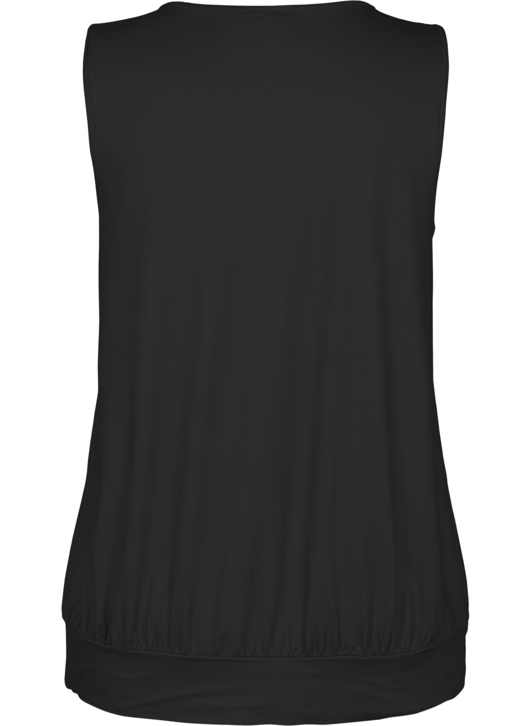 Zizzi &AElig;rmel&oslash;s tr&aelig;ningstop med balloon fit, Black, Packshot image number 1