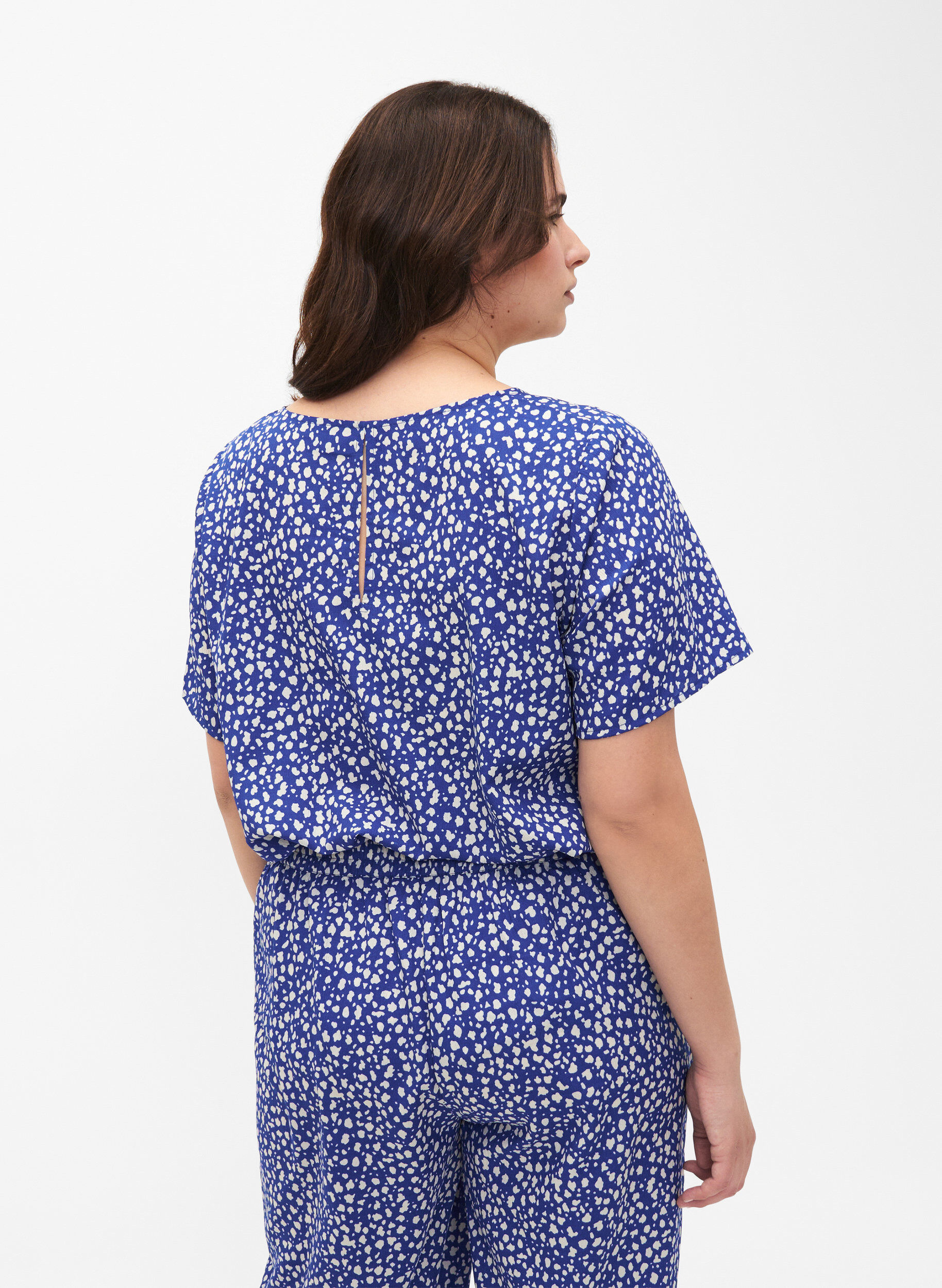 Zizzi FLASH - Kort&aelig;rmet bluse med print, Surf the web Dot, Model image number 1