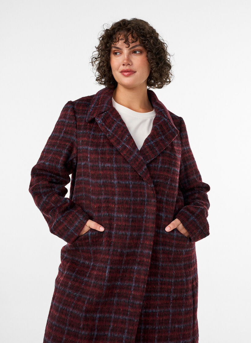 Ternet frakke med lommer, R&oslash;d, Model image number 2