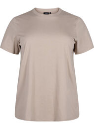 Basis t-shirt i bomuld med rund hals, Beige