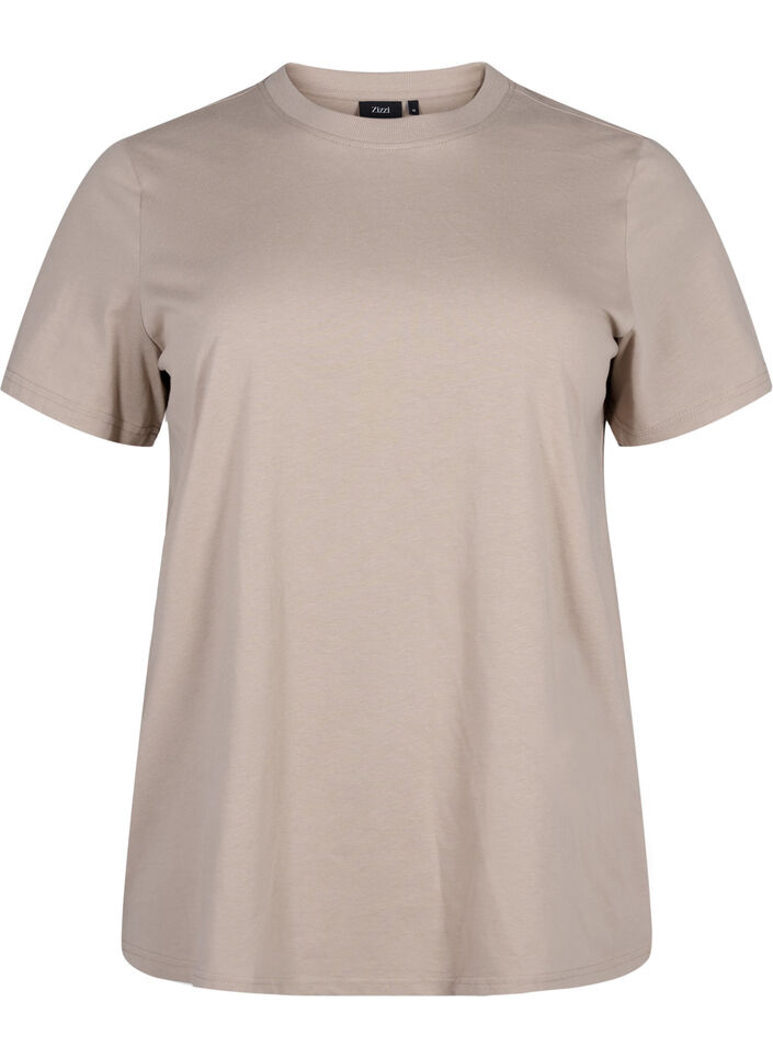 Basis t-shirt i bomuld med rund hals, Beige, Packshot image number 0