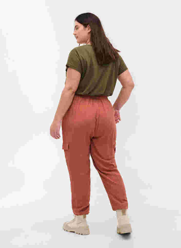 Løse viskose bukser med store lommer, Copper Brown, Model image number 1