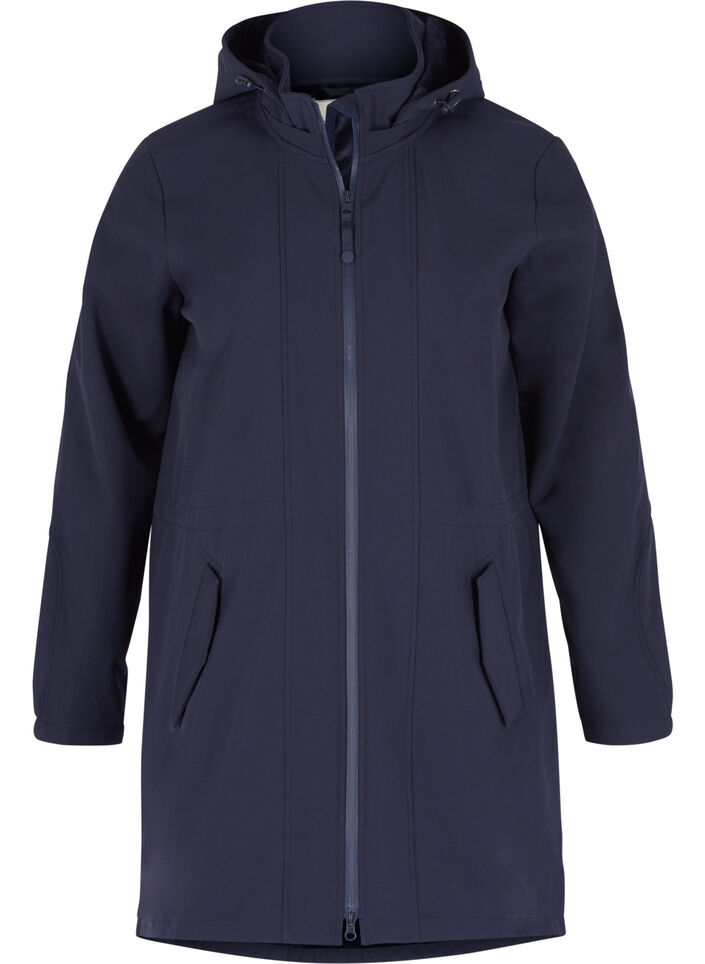 Softshell jakke med hætte, Night Sky solid, Packshot image number 0