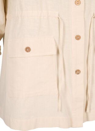 Skjorte i hørblend med lommer, Sandshell, Packshot image number 3