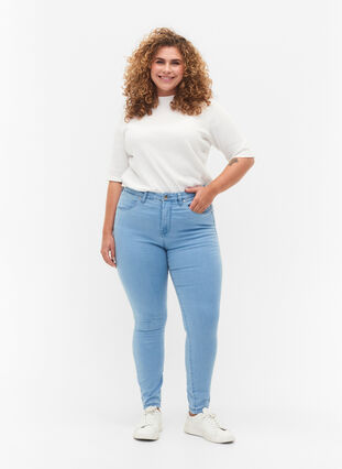 Super slim Amy jeans med høj talje, Ex Lt Blue, Model image number 0