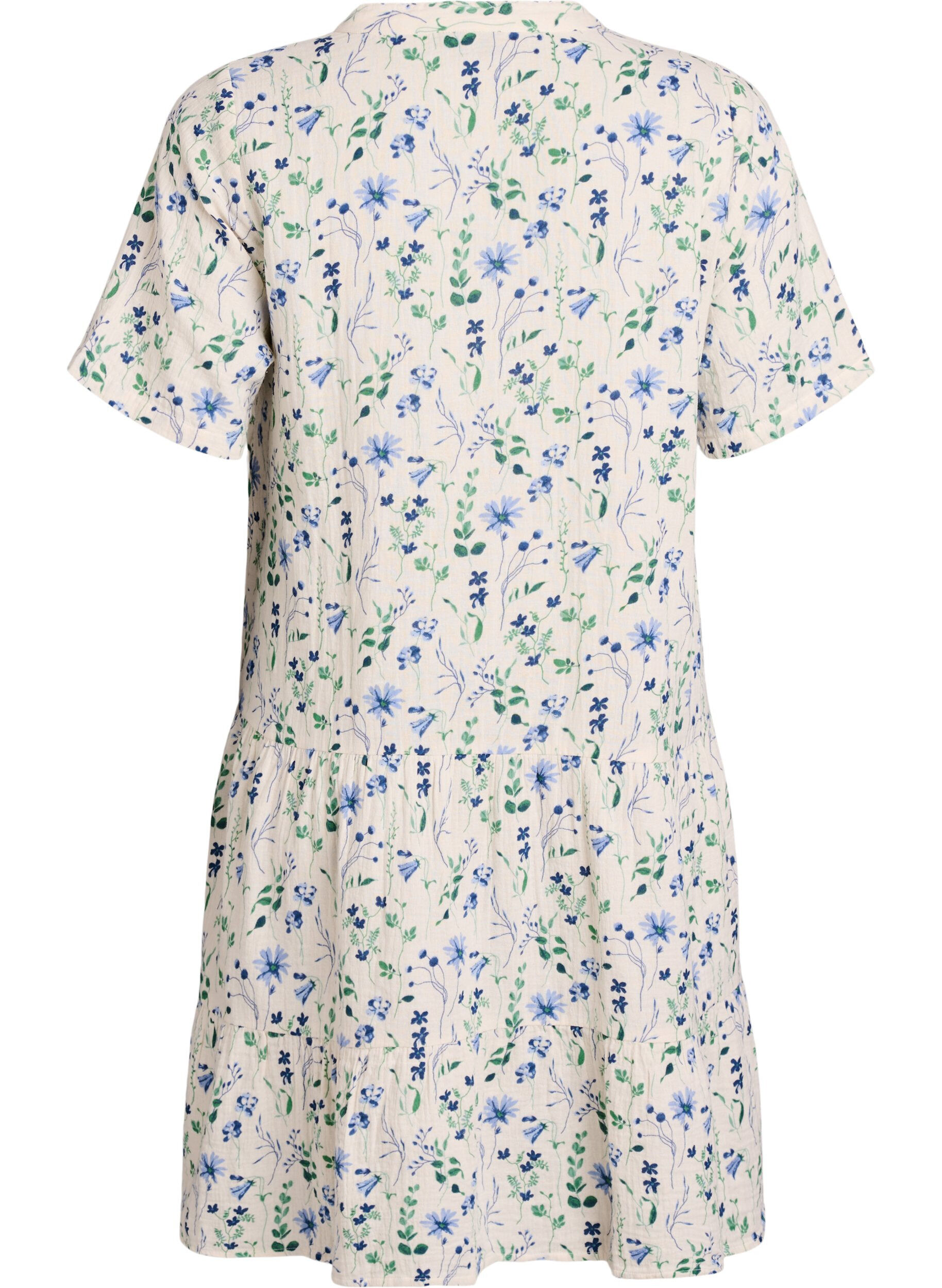Zizzi Kort kjole i bomuldsmusselin med A-facon, Beige, Packshot image number 1