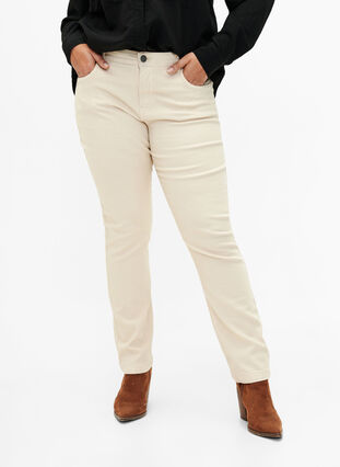 Slim fit Emily jeans med regulær talje, Oatmeal, Model image number 2