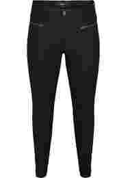 Tætsiddende bukser med lynlås detaljer, Black, Packshot