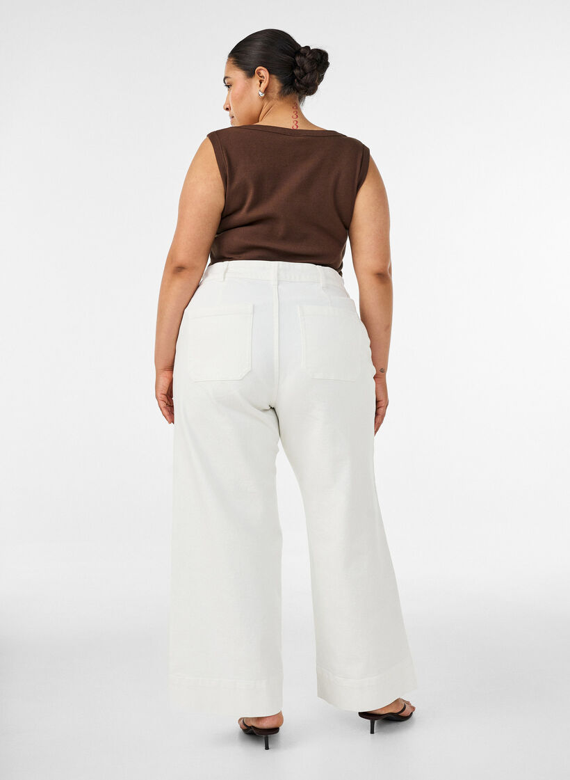 Myra wide fit jeans med h&oslash;j talje, Hvid, Model image number 1