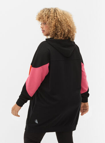 Sweatkjole med colorblock og lommer, Black, Model image number 1