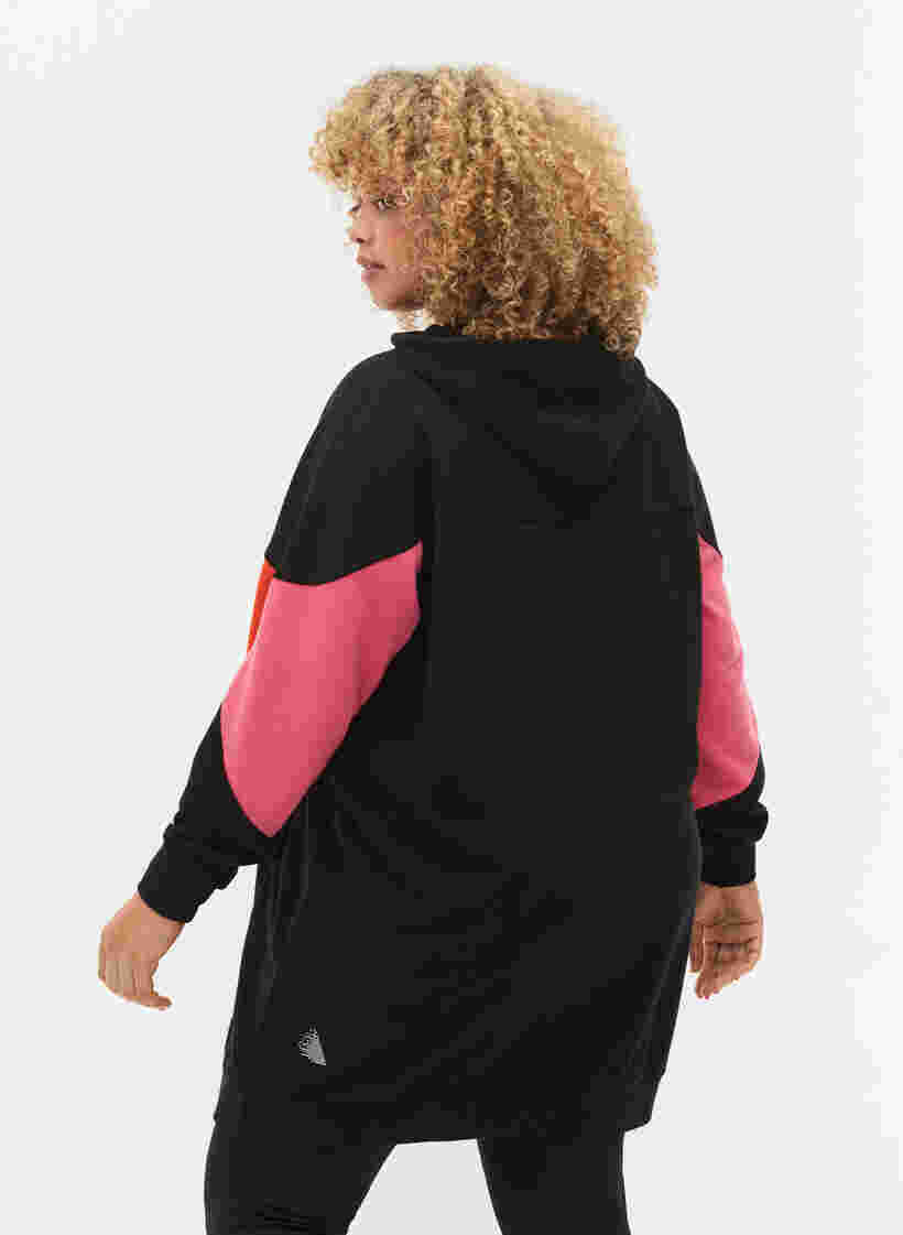 Sweatkjole med colorblock og lommer, Black, Model image number 1