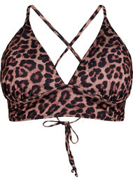 Leopard bikinitop med bindeb&aring;nd bagp&aring;, Brun