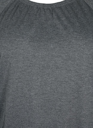 Meleret bluse med 3/4 ærmer, Dark Grey Melange, Packshot image number 2